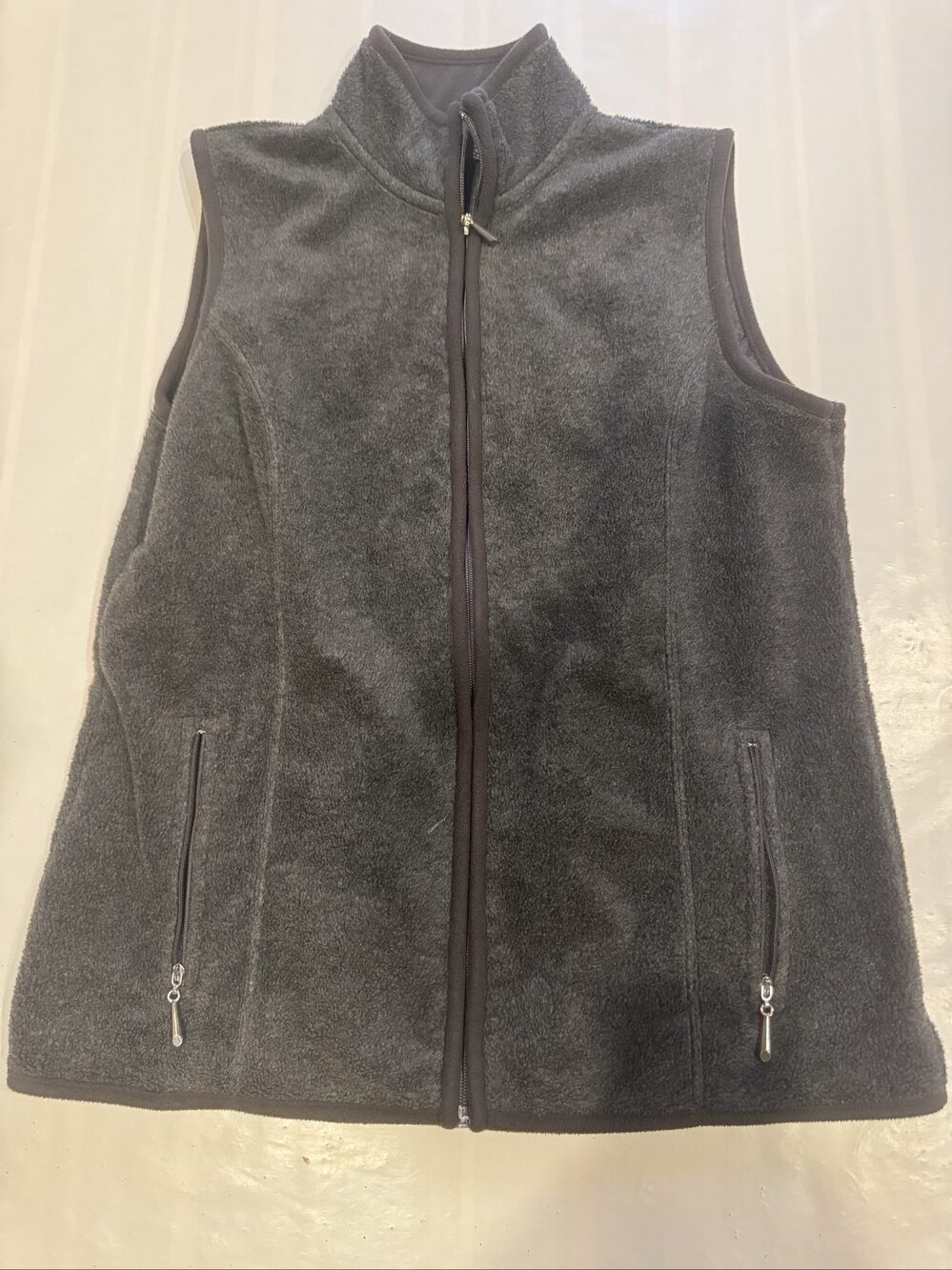 Karen Scott Grey Fleece Vest Small 100% Polyester